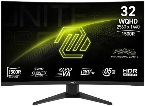 MSI MAG 321CQF E18 31.5" 180Hz WQHD Curved Monitor
